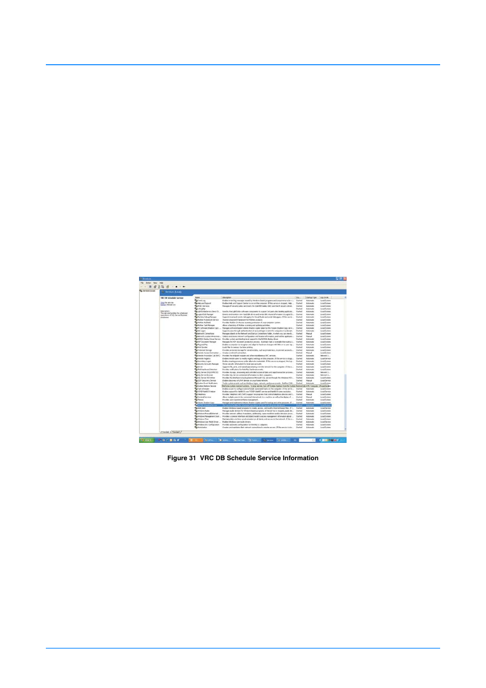 Database schedule service, Configuring the database schedule service, How to schedule a database service | Starting the database service ui | Vinten Radamec HDVRC User Manual | Page 64 / 70