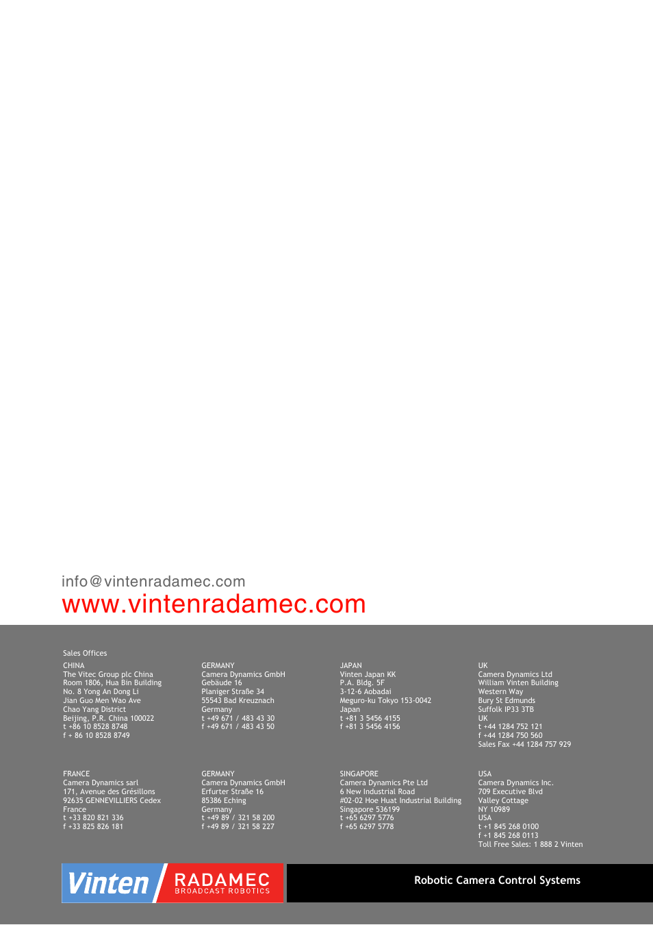 Vinten Radamec HDVRC User Manual | Page 70 / 70
