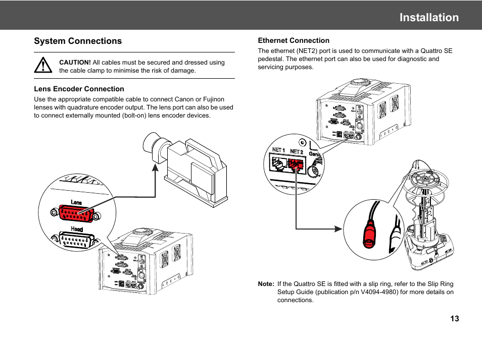 System connections, Installation | Vinten Radamec Virtual Reality interface (VRi) User Manual | Page 15 / 24