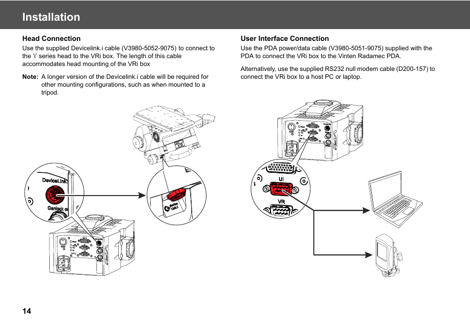 Installation | Vinten Radamec Virtual Reality interface (VRi) User Manual | Page 16 / 24