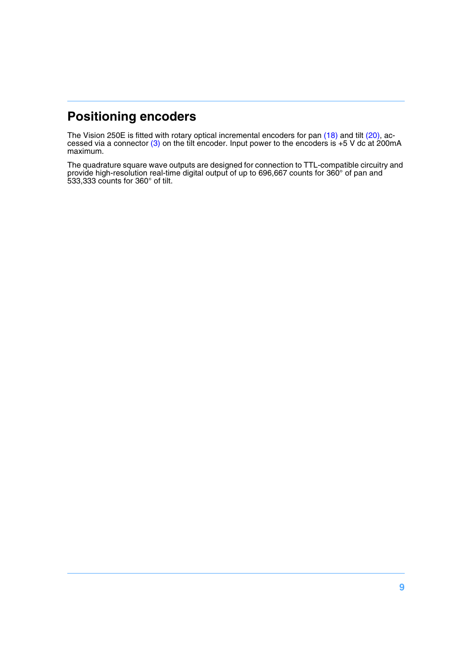 Positioning encoders | Vinten Radamec Vision 250E User Manual | Page 9 / 18