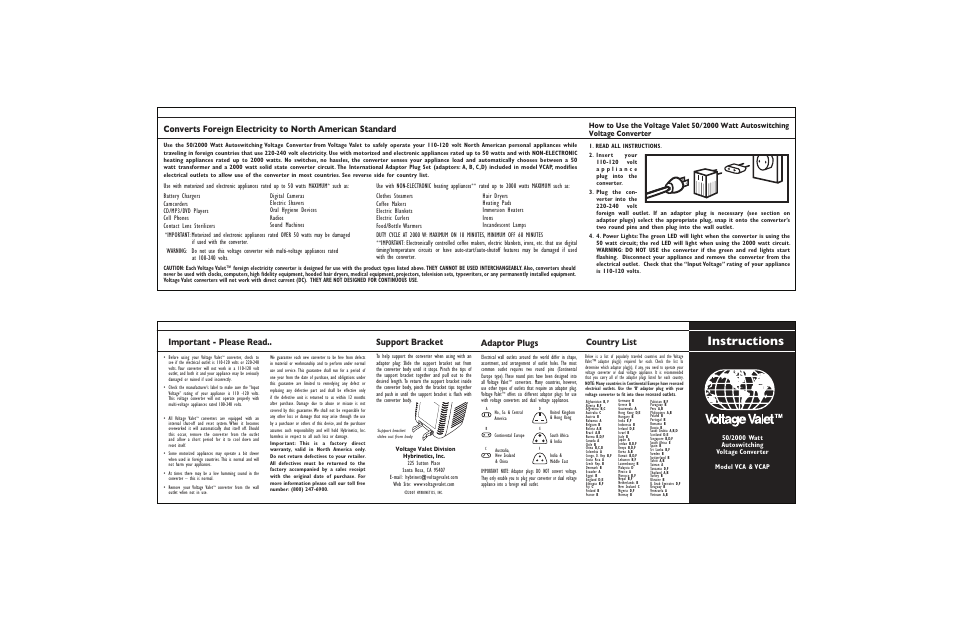 Voltage Valet VCAP User Manual | 1 page