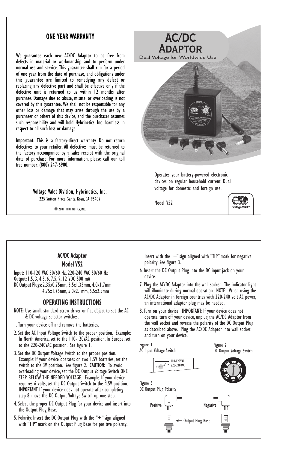 Voltage Valet V52 User Manual | 1 page