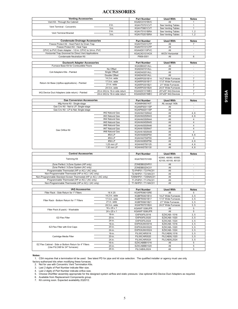 Accessories, 915sa | Bryant Multipoise Condensing Gas 915S User Manual | Page 5 / 16