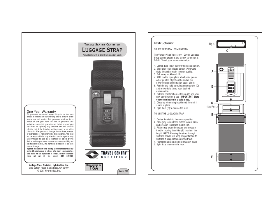Voltage Valet 2ST User Manual | 1 page