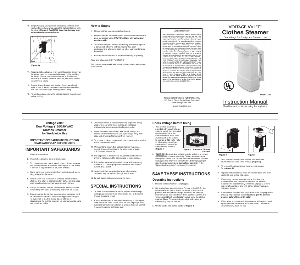 Voltage Valet CS2 User Manual | 1 page