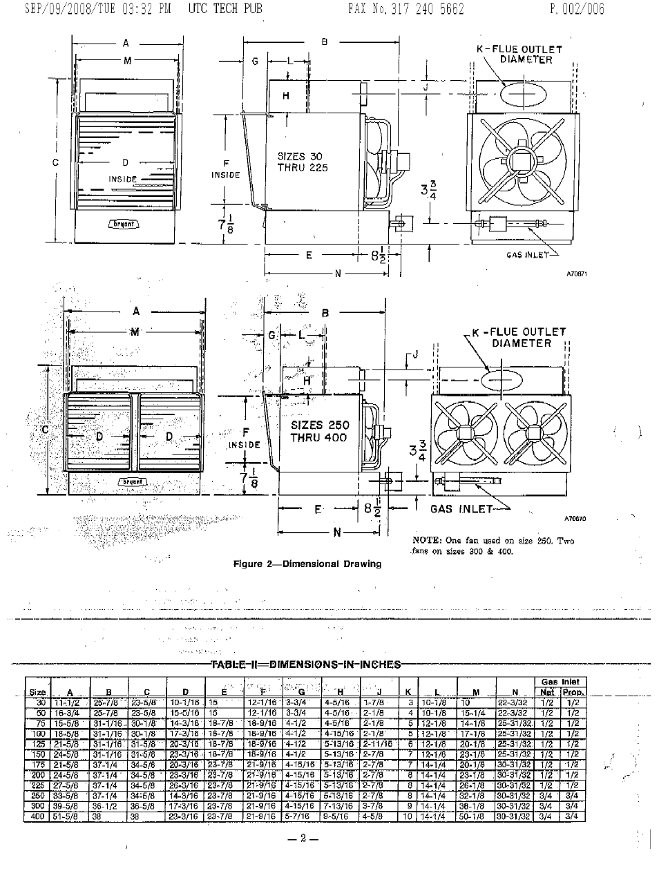 T-a0u-e-|l=dlmensl0ns-|n-|nehes | Bryant 342S User Manual | Page 2 / 6