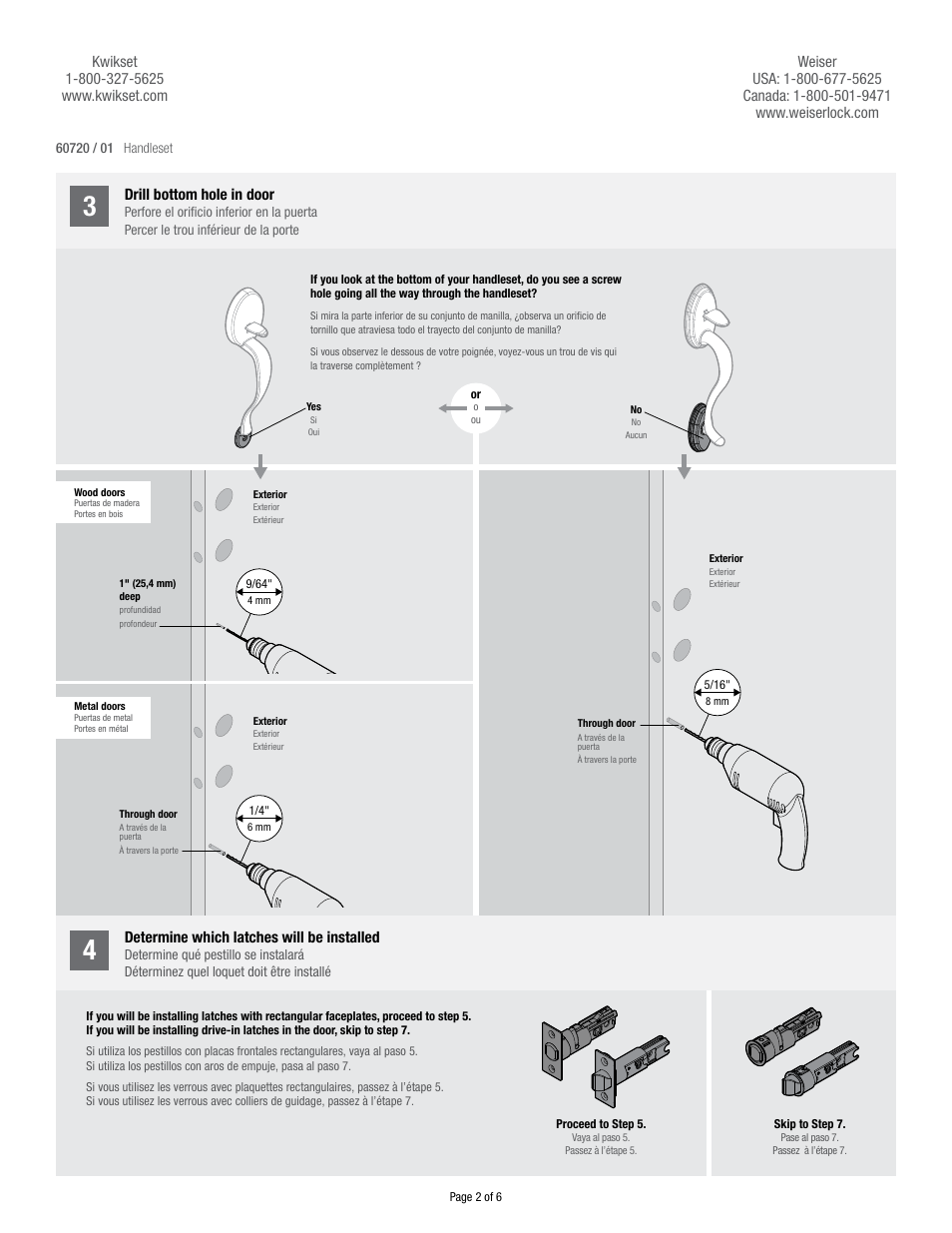 Weiser Drilling Handleset User Manual | Page 2 / 6