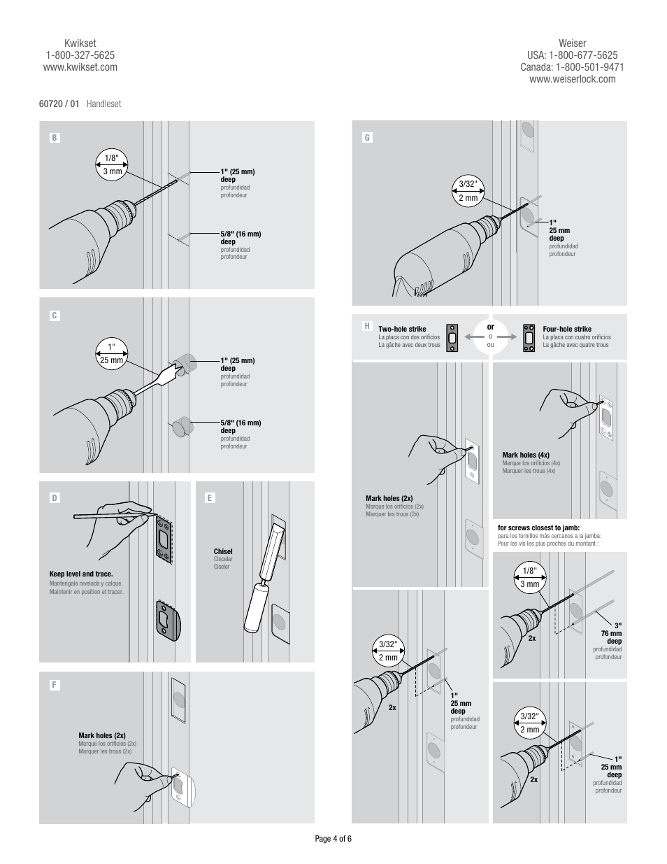 Weiser Drilling Handleset User Manual | Page 4 / 6