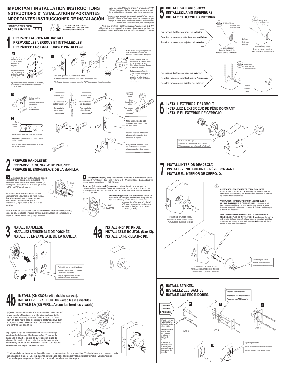 Weiser Welcome Home Handlesets with Knobs User Manual | 2 pages