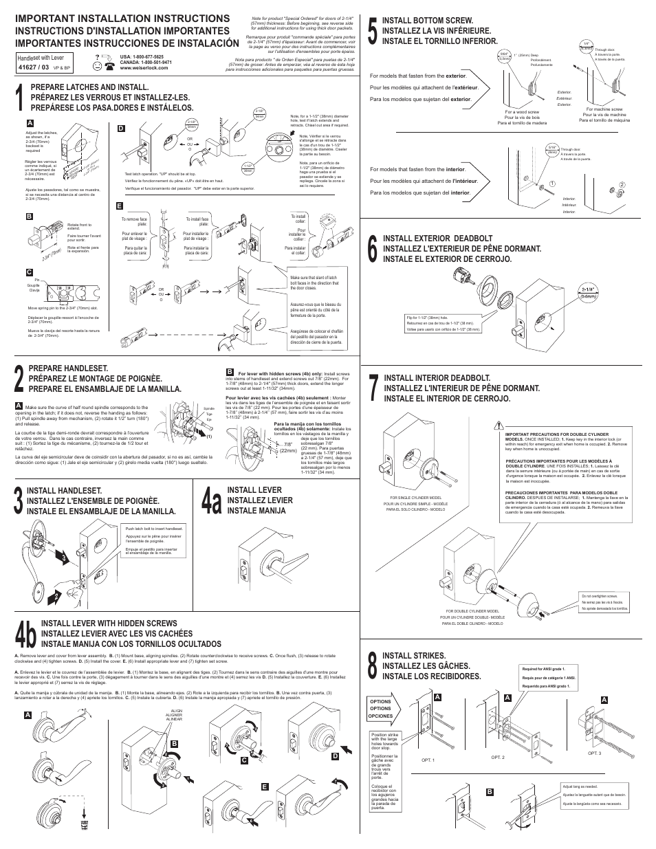 Weiser Welcome Home Handlesets with Levers User Manual | 2 pages
