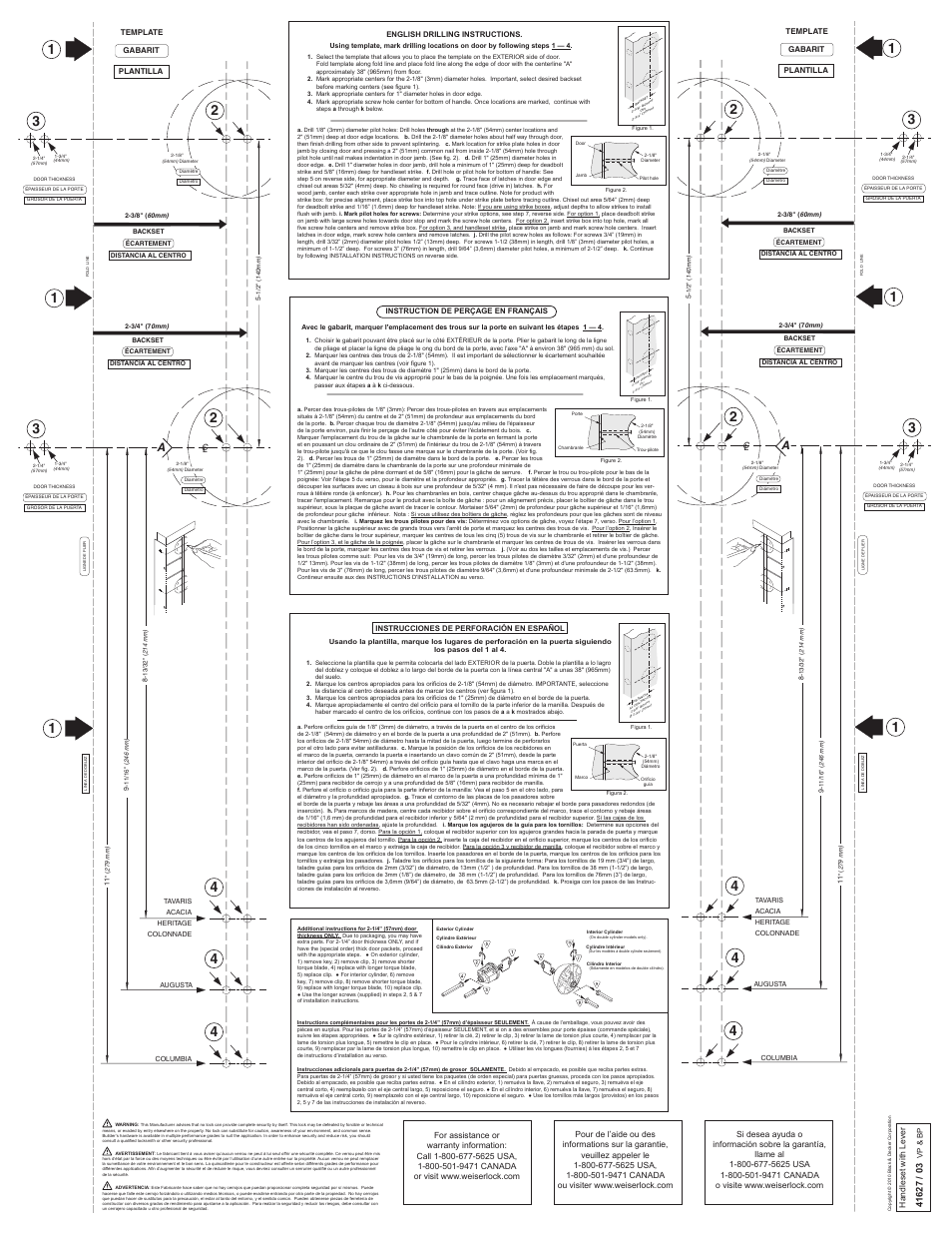 Weiser Welcome Home Handlesets with Levers User Manual | Page 2 / 2
