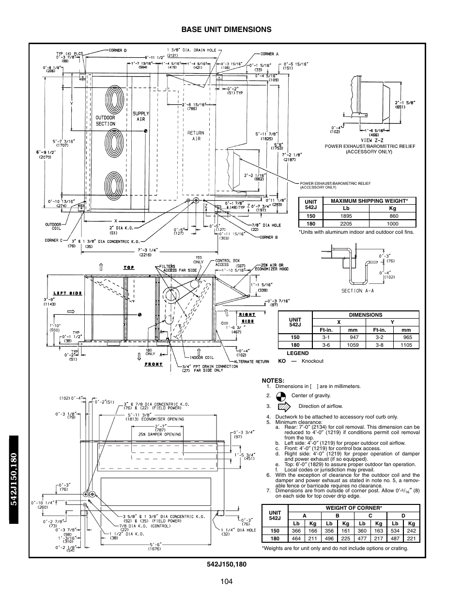 104 base unit dimensions | Bryant 548F User Manual | Page 104 / 122