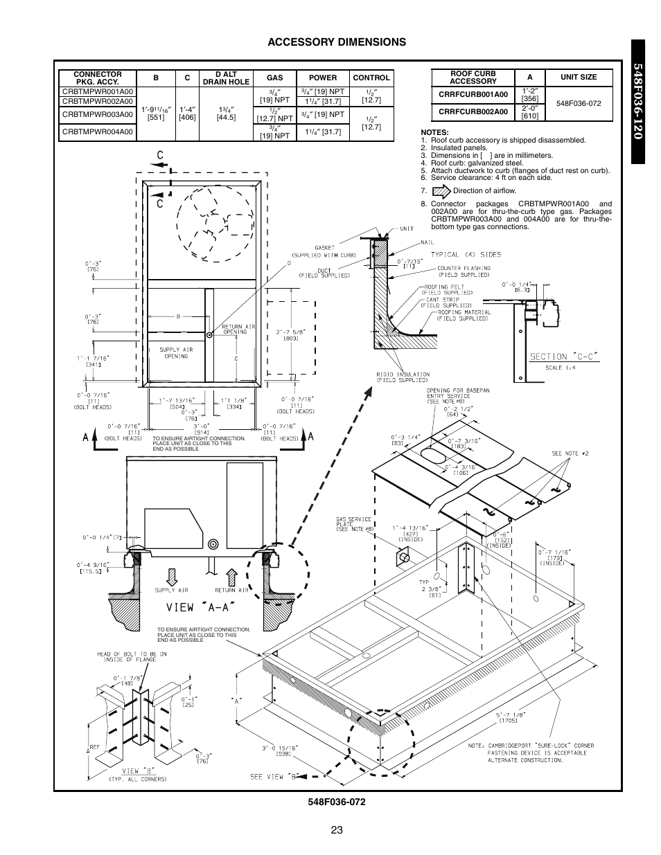 23 accessory dimensions | Bryant 548F User Manual | Page 23 / 122