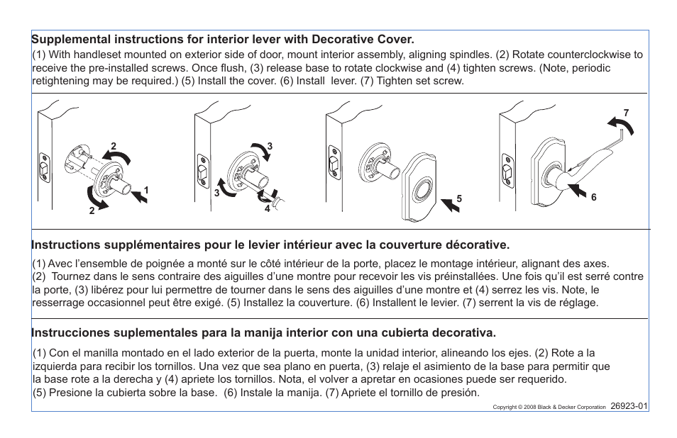 Weiser Welcome Home Levers - with Deco Rose User Manual | Page 3 / 3