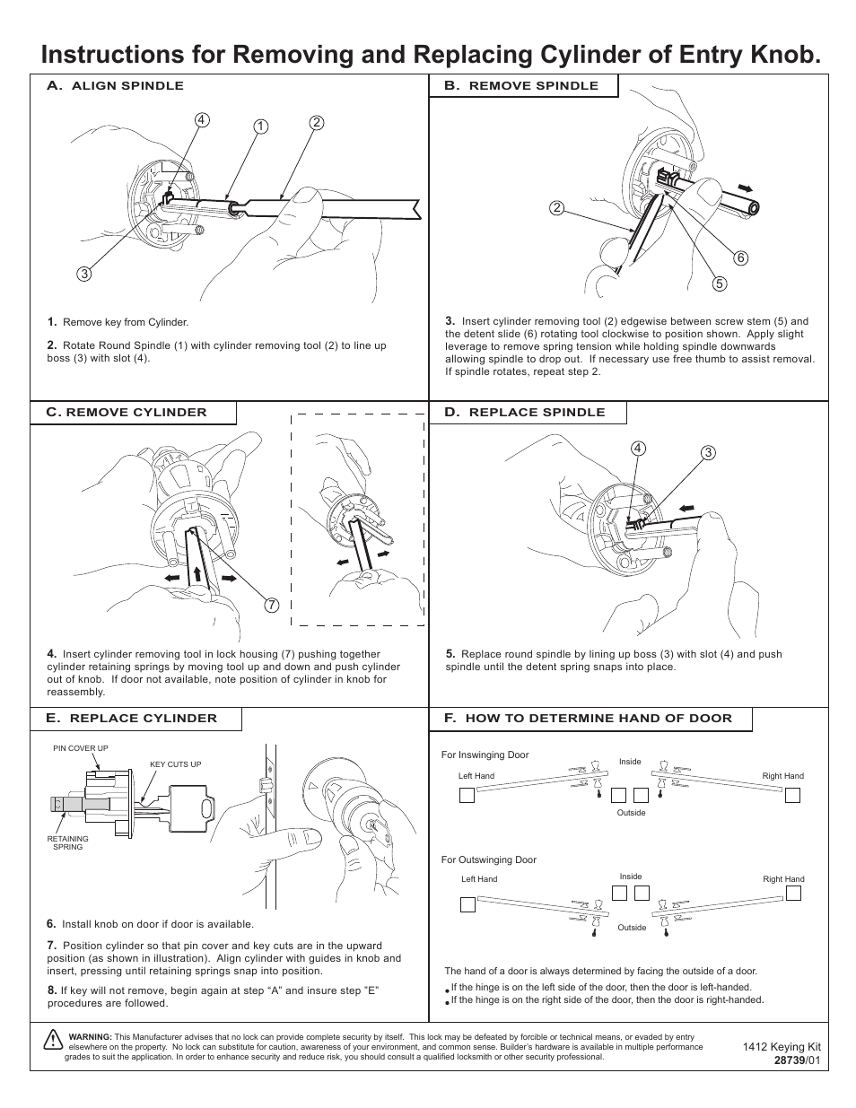 Weiser Removing and Replacing Cylinder of Entry Knob User Manual | 2 pages
