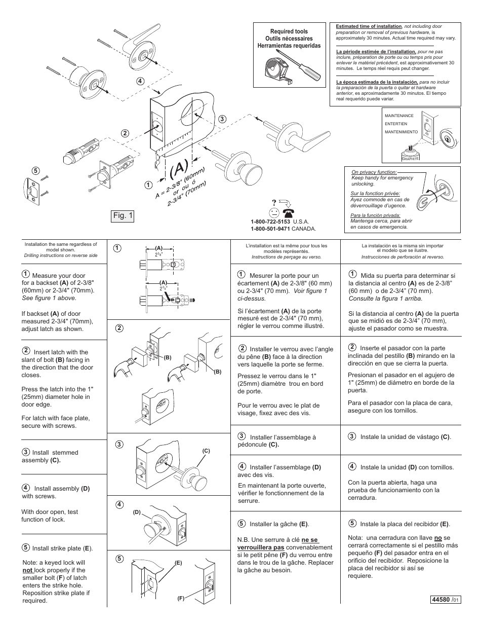 Weiser Safelock - Knob & Lever User Manual | 2 pages
