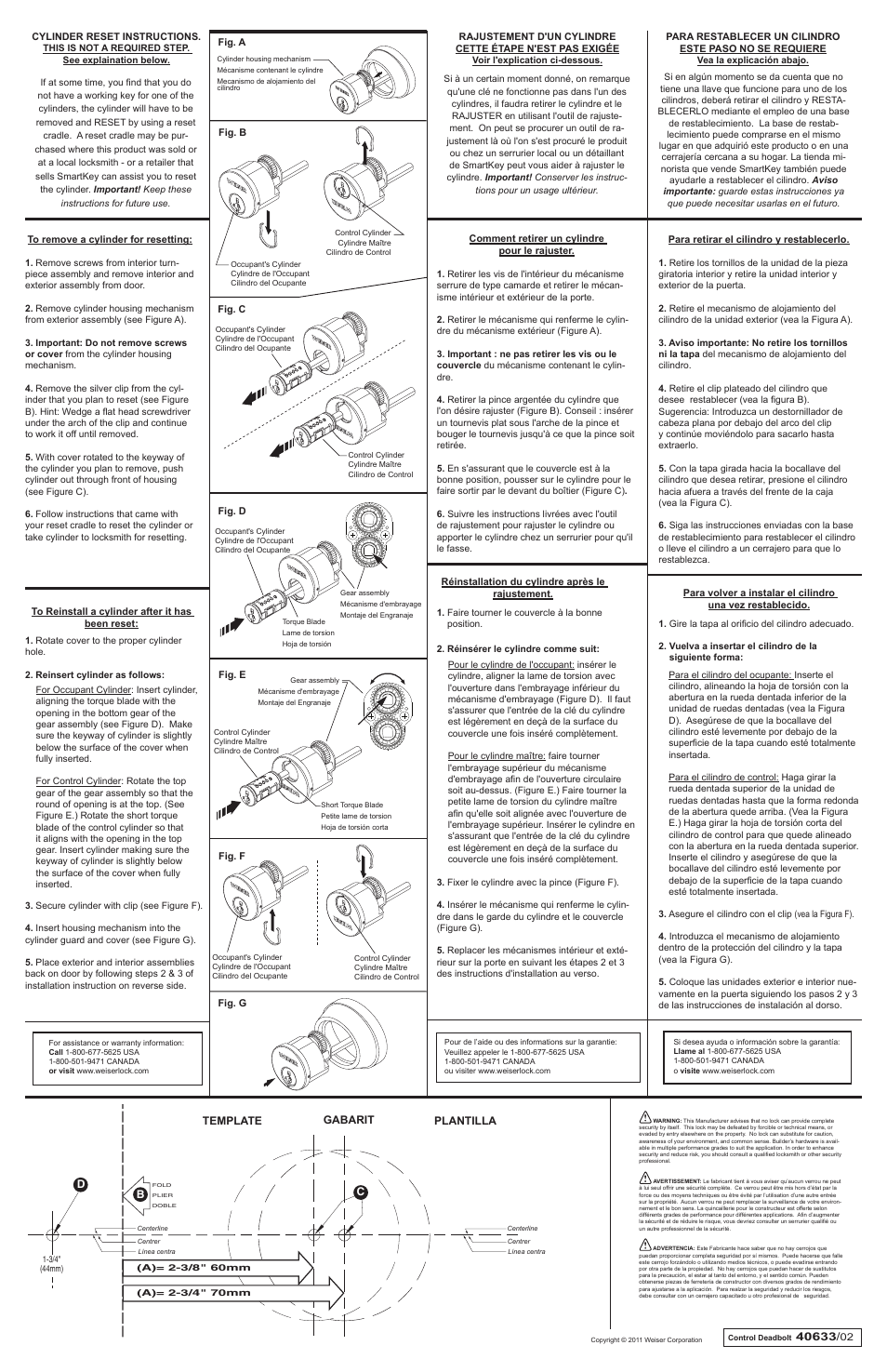 Weiser Key Control Deadbolt User Manual | Page 2 / 2