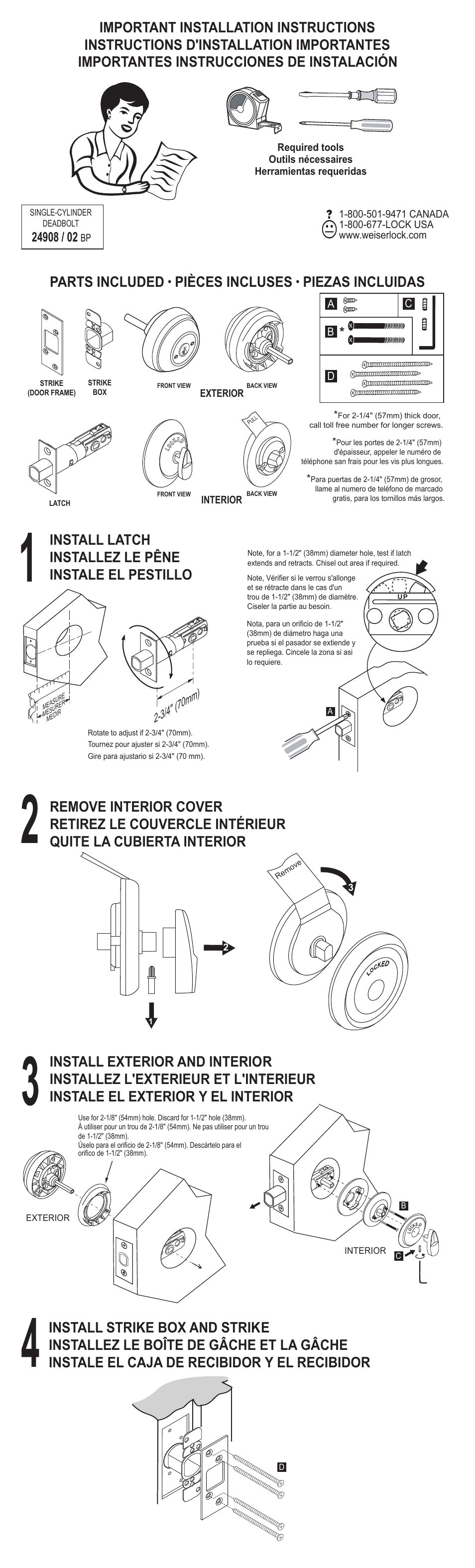 Weiser Collections Deadbolt User Manual | 2 pages