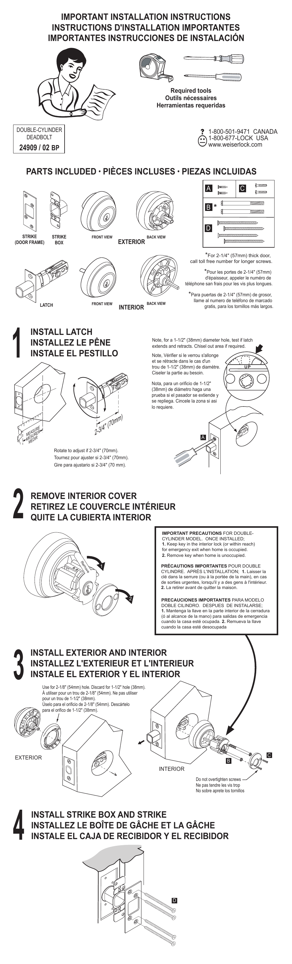 Weiser Collections Double Cylinder Deadbolt User Manual | 2 pages