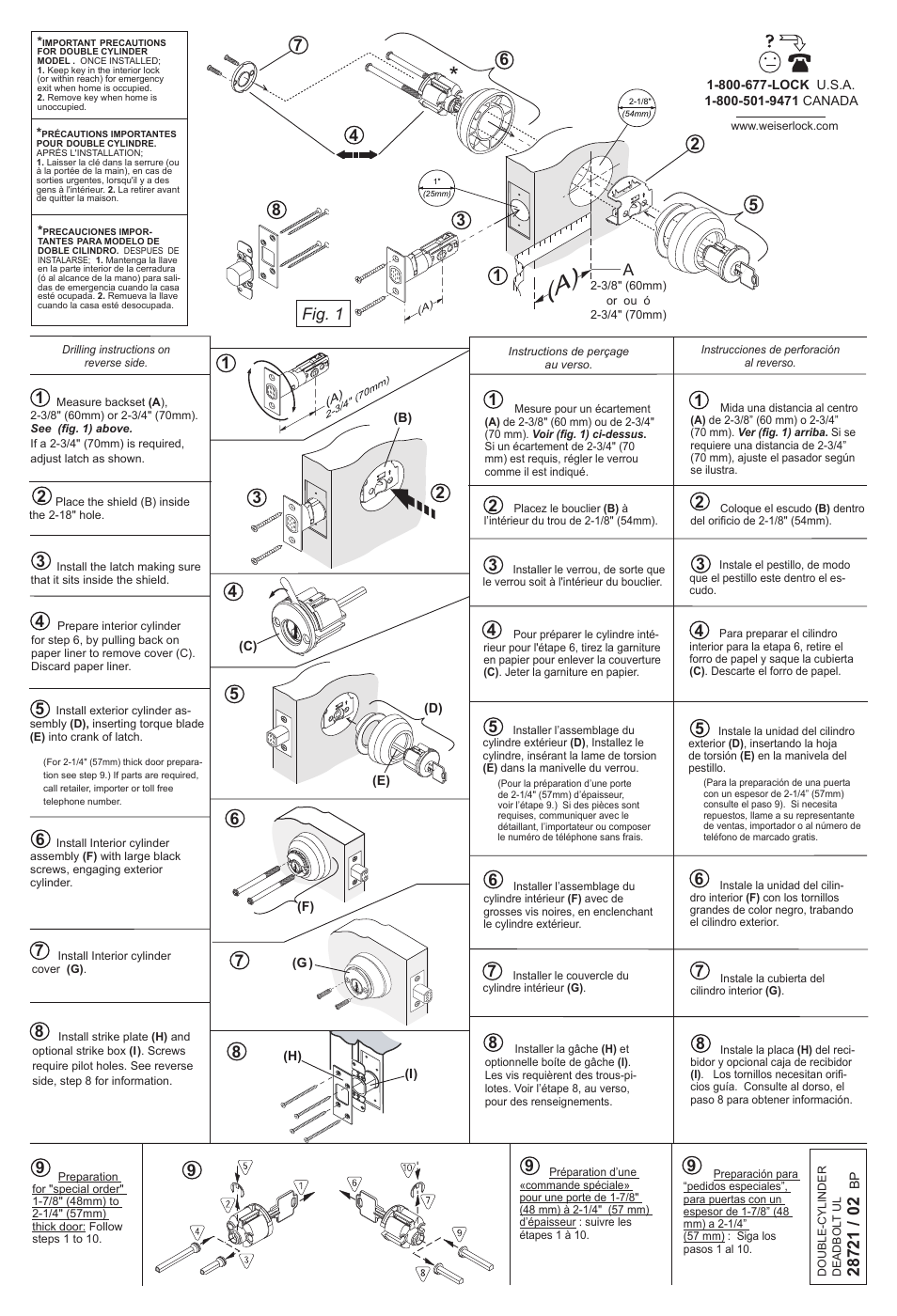 Weiser Collections Double Cylinder Deadbolt - UL Rated User Manual | 2 pages