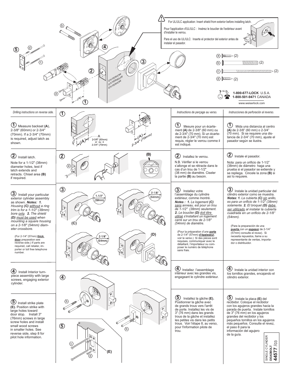 Weiser Collections Deadbolt - Modern Square & Round User Manual | 2 pages