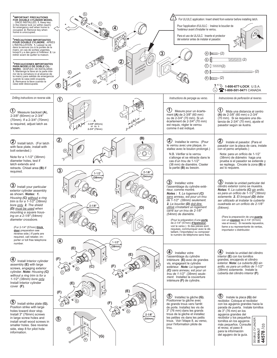 Weiser Collections Double Cylinder Deadbolt - Modern Square & Round User Manual | 2 pages