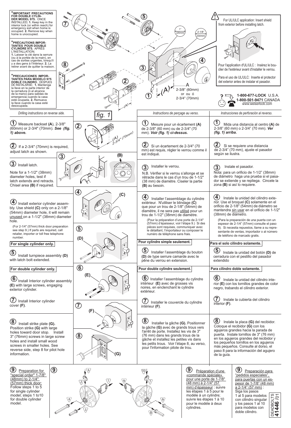 Weiser Welcome Home Deadbolt - Single & Double Cylinder User Manual | 2 pages