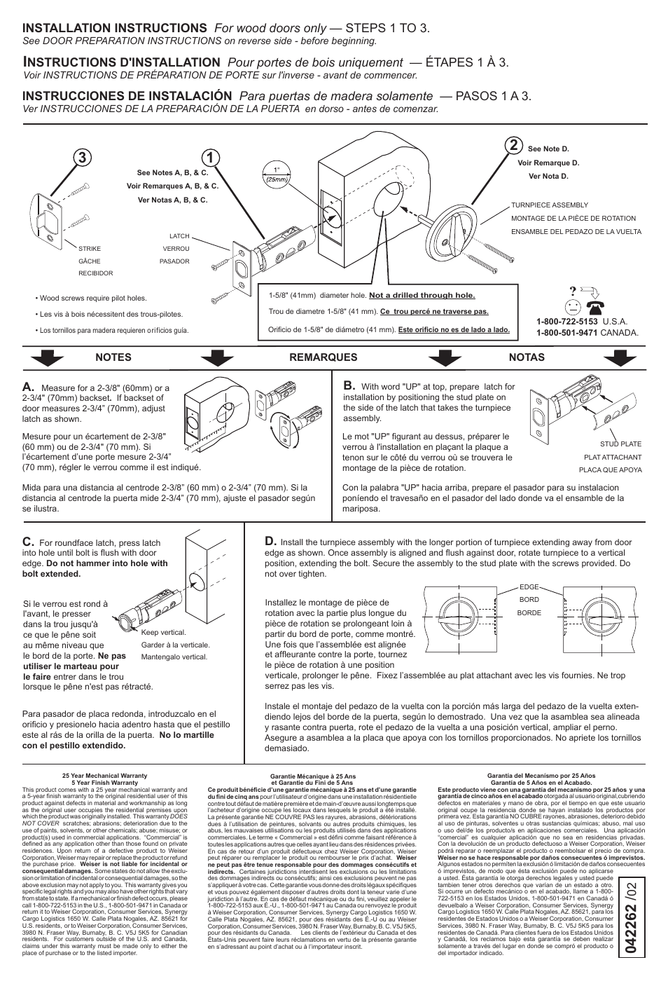 Weiser Elements half-bore deadbolt User Manual | 2 pages