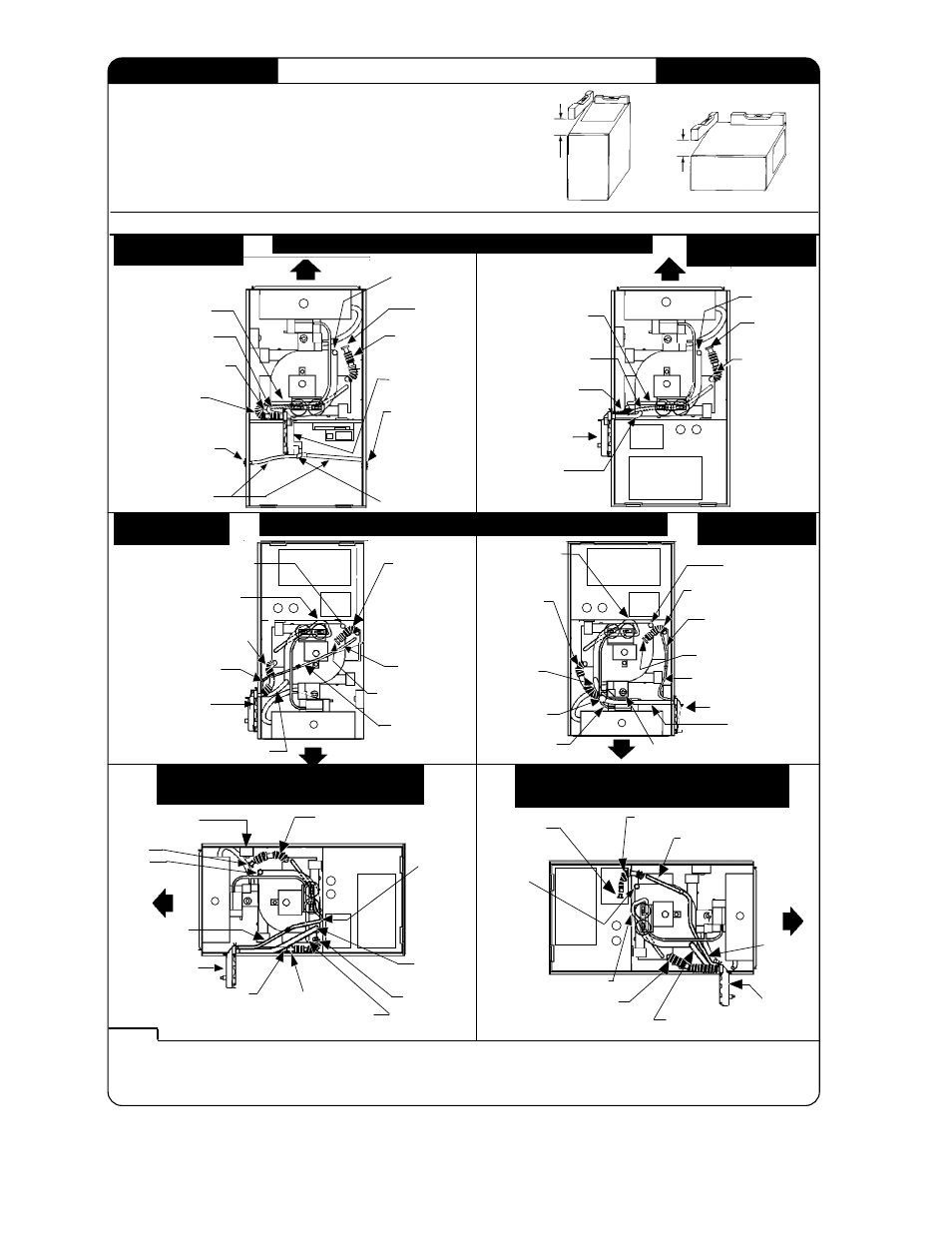 Installation, Tube location when used in downflow application, Horizontal upflow or downflow | Bryant Deluxe 4-Way Multipoise Variable-Capacity Direct-Vent Condensing Gas Furnace A93040 User Manual | Page 6 / 16