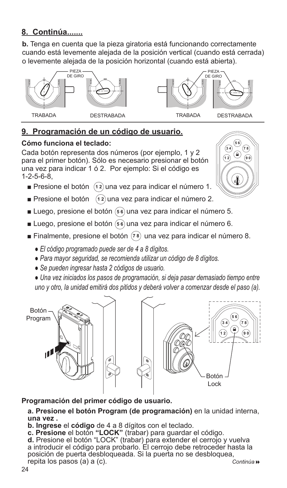 Continúa | Weiser SmartCode5 - Traditional & Contemporary User Manual | Page 24 / 27