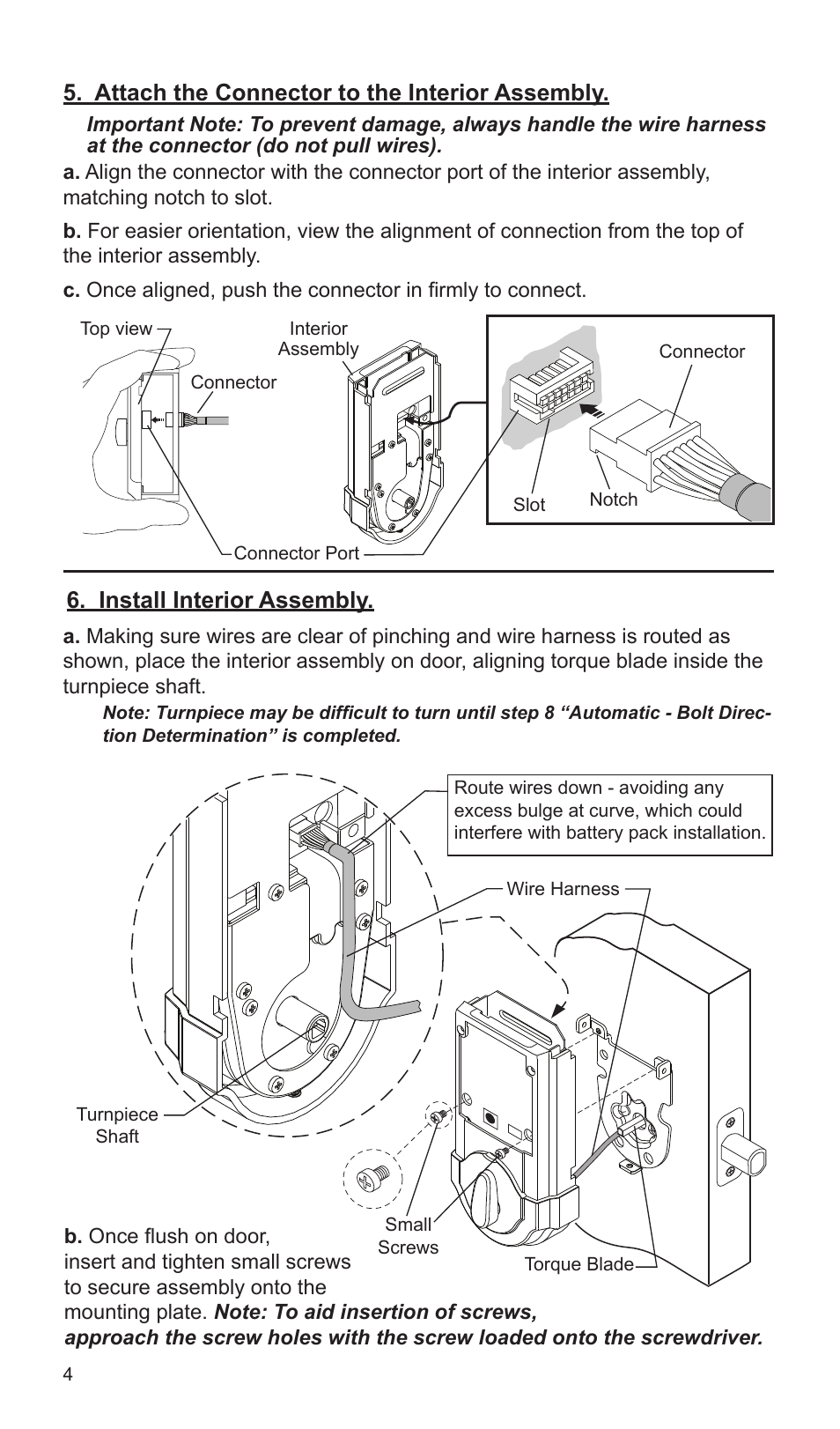 Attach the connector to the interior assembly, Install interior assembly | Weiser SmartCode5 - Traditional & Contemporary User Manual | Page 4 / 27