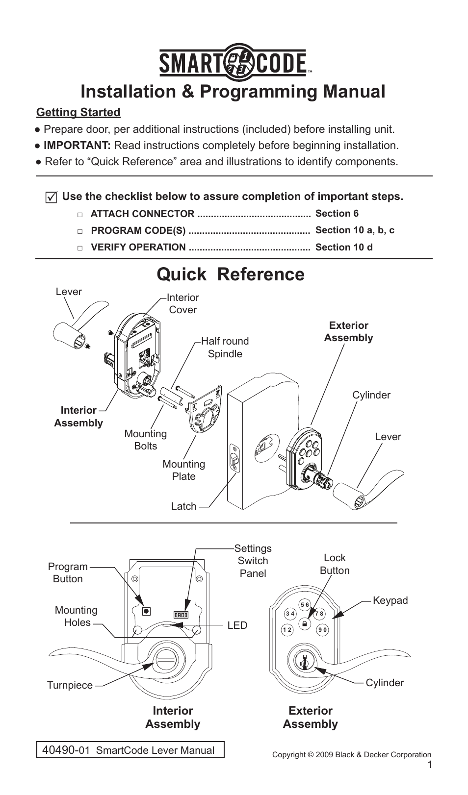Weiser SmartCode Lever User Manual | 30 pages