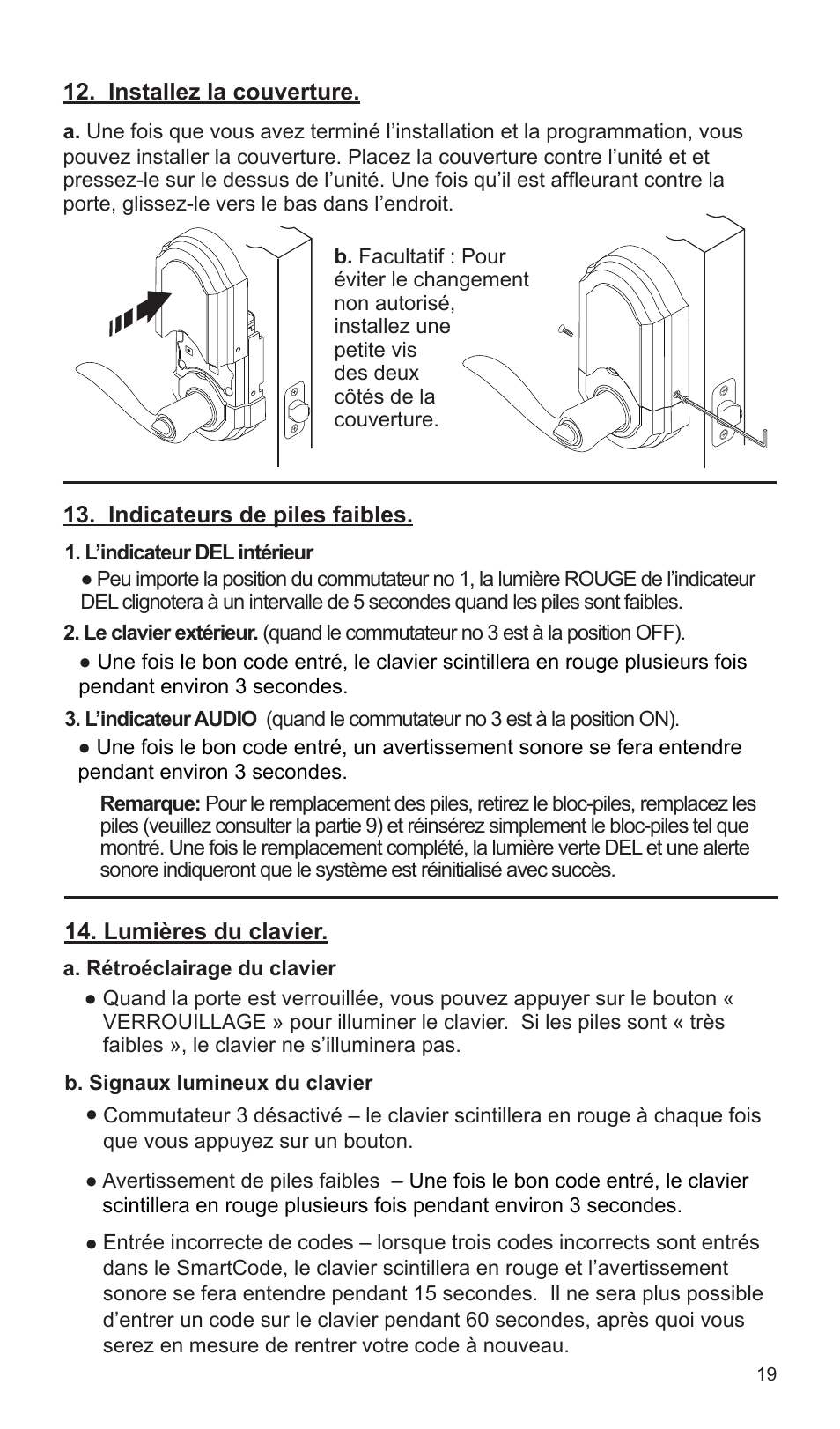 Weiser SmartCode Lever User Manual | Page 19 / 30