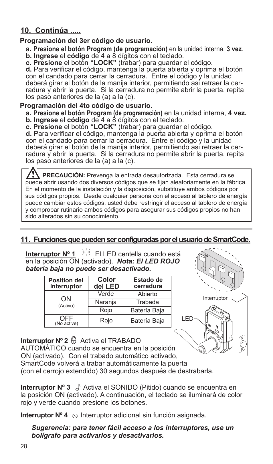 Continúa | Weiser SmartCode Lever User Manual | Page 28 / 30