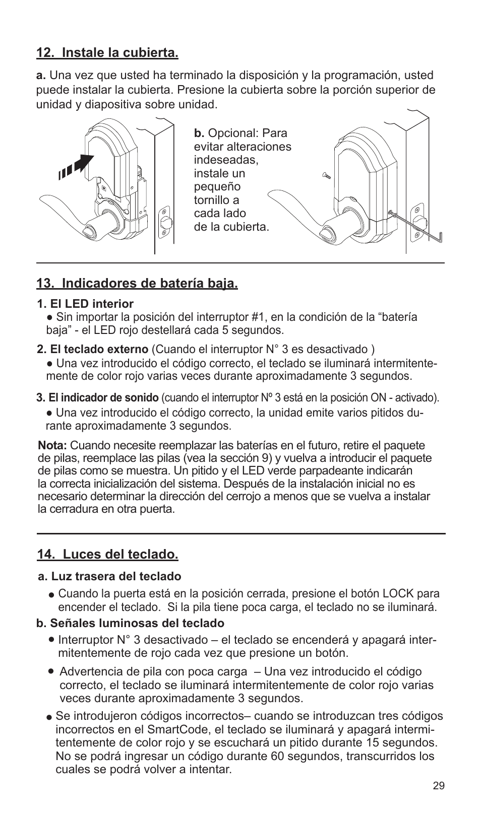 Weiser SmartCode Lever User Manual | Page 29 / 30