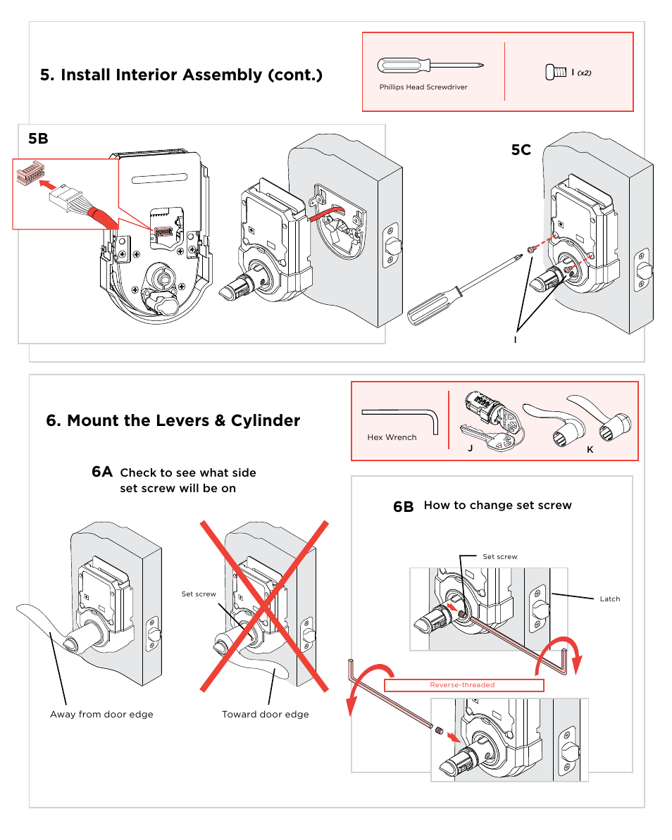 5b 5c, 6b 6a | Weiser Arched Interior Style User Manual | Page 3 / 5