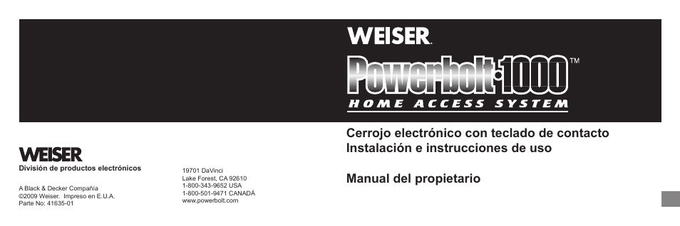 Weiser Powerbolt User Manual | Page 23 / 33