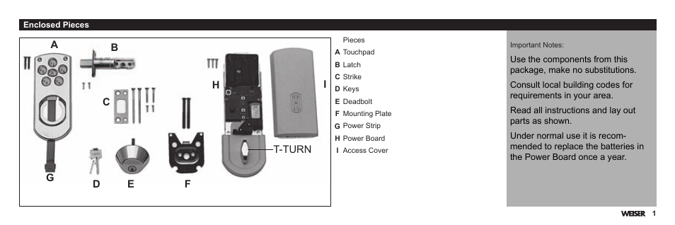 Weiser Powerbolt User Manual | Page 3 / 33