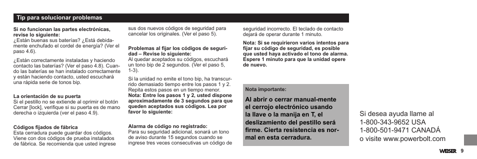 Weiser Powerbolt User Manual | Page 33 / 33