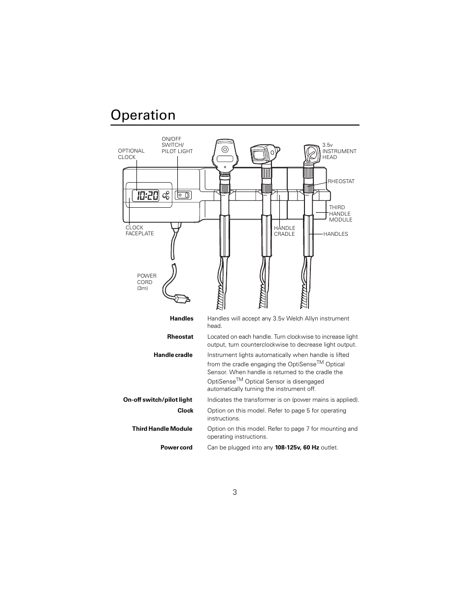 Operation | Welch Allyn 767 Diagnostic System - User Manual User Manual | Page 7 / 16