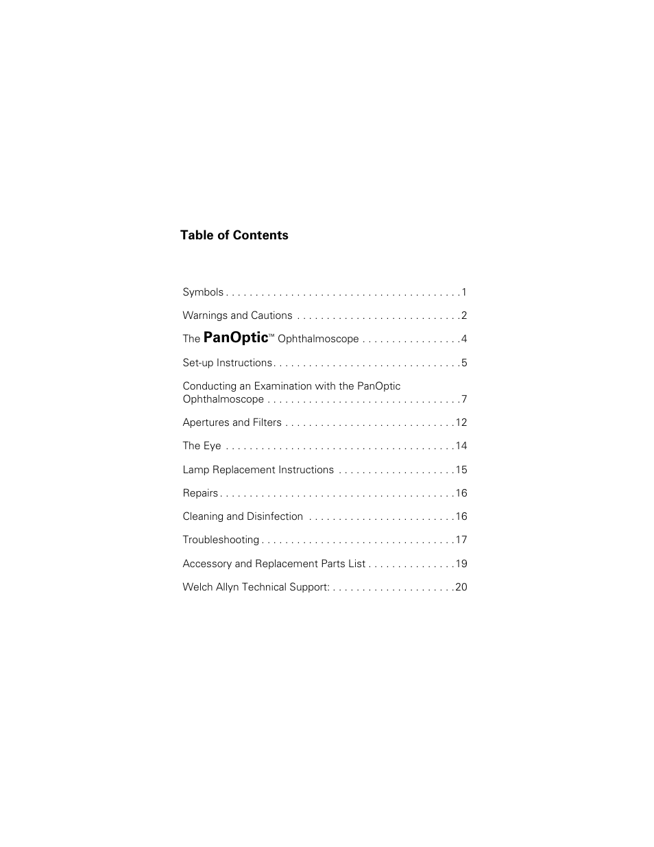 Panoptic | Welch Allyn 118 Series PanOptic Ophthalmoscope - User Manual User Manual | Page 3 / 28