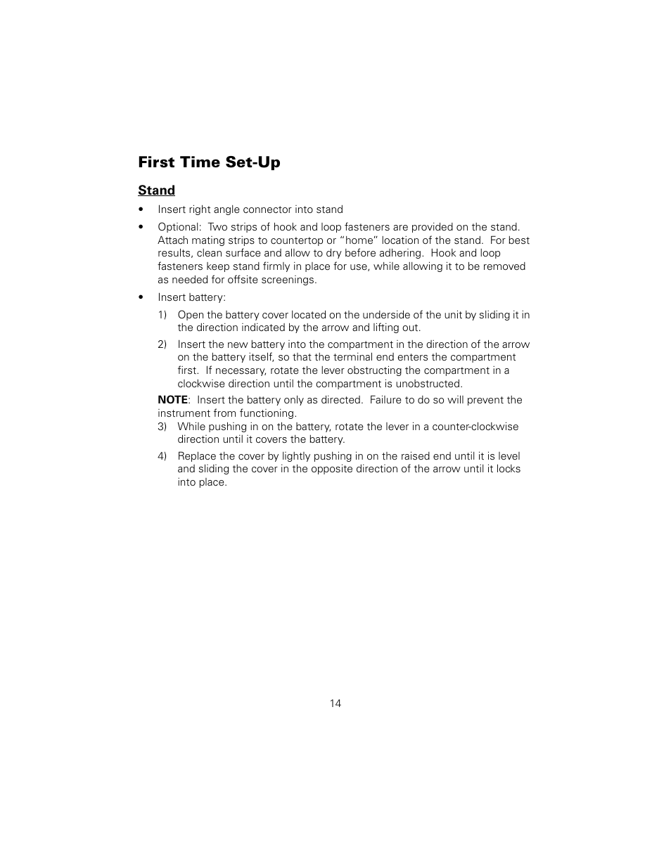 First time set-up, Stand | Welch Allyn SureSight Vision Screener - User Manual User Manual | Page 18 / 36