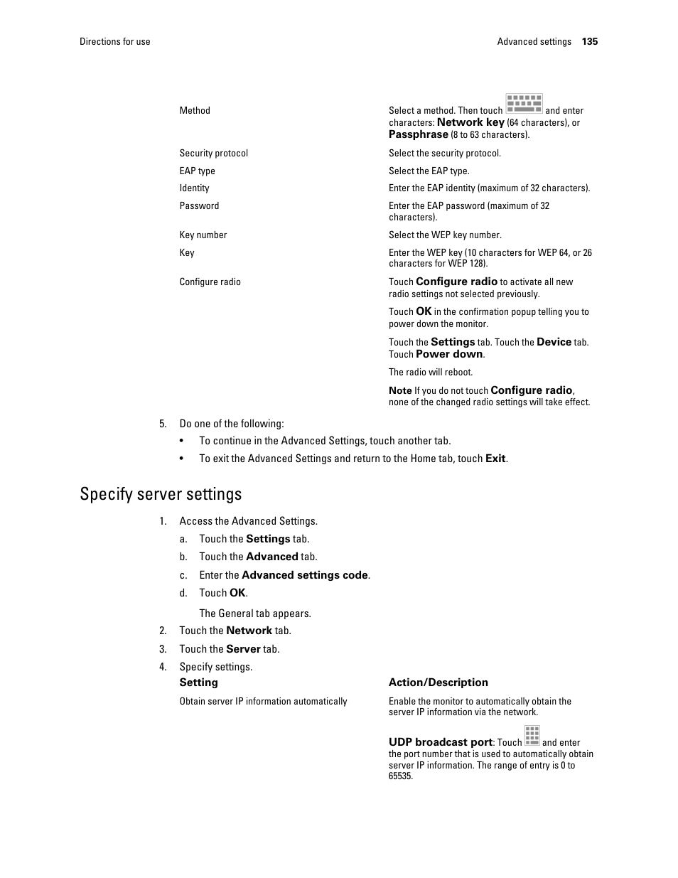 Specify server settings | Welch Allyn Connex Integrated Wall System - User Manual User Manual | Page 141 / 161