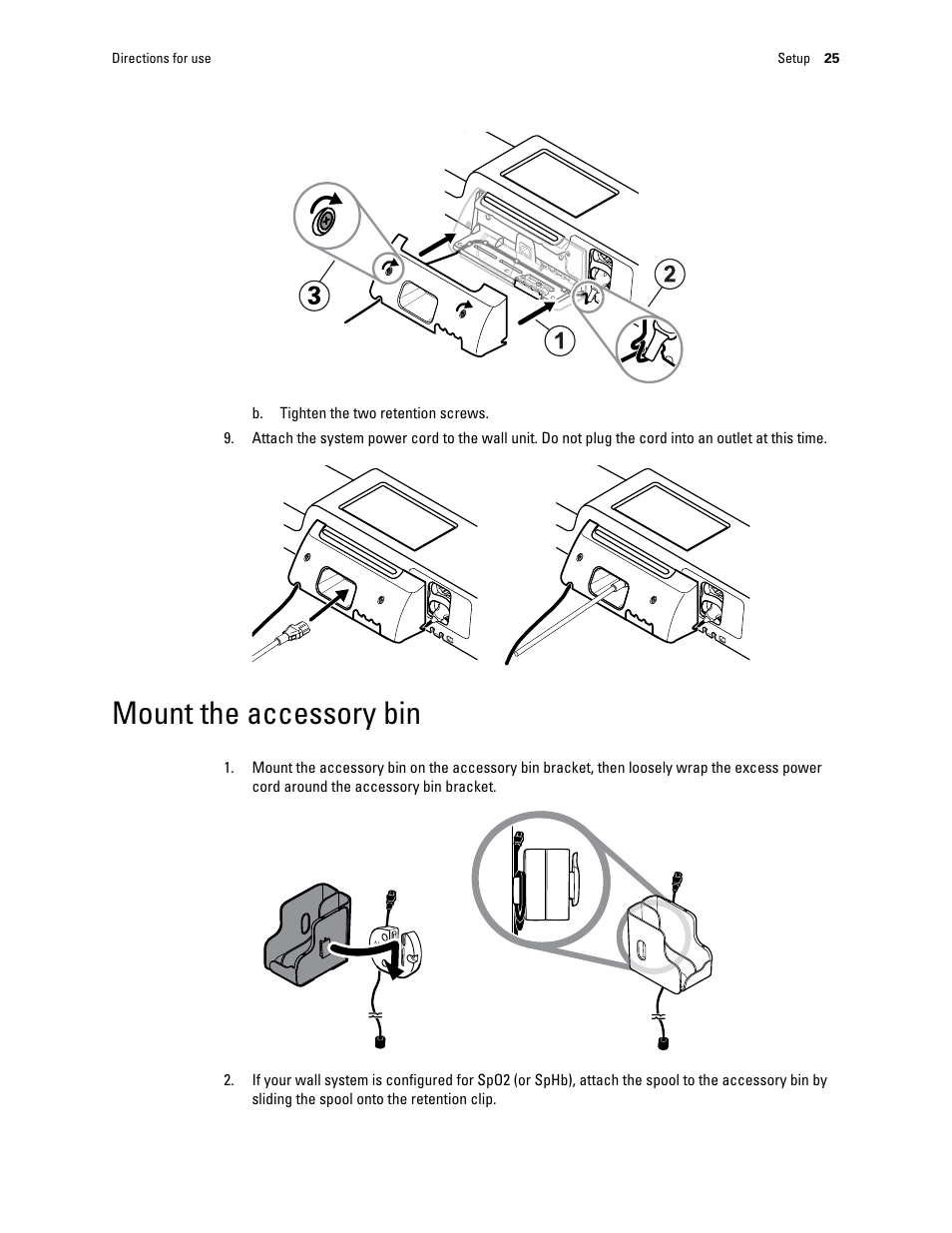 Mount the accessory bin | Welch Allyn Connex Integrated Wall System - User Manual User Manual | Page 31 / 161