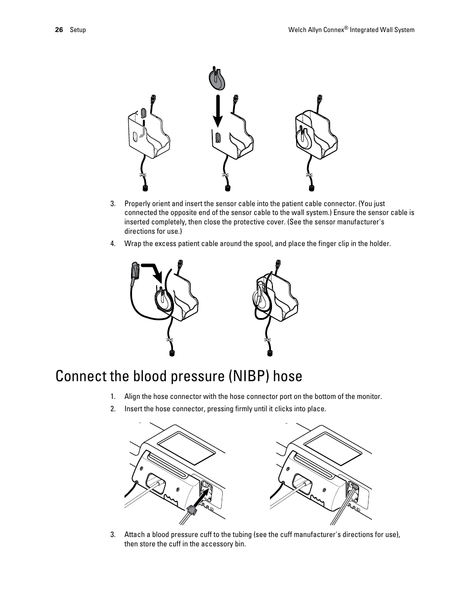 Connect the blood pressure (nibp) hose | Welch Allyn Connex Integrated Wall System - User Manual User Manual | Page 32 / 161