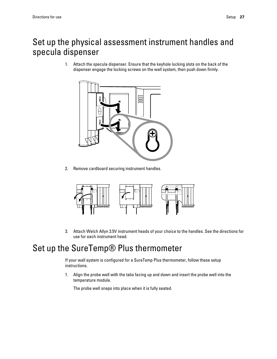 Set up the suretemp® plus thermometer | Welch Allyn Connex Integrated Wall System - User Manual User Manual | Page 33 / 161