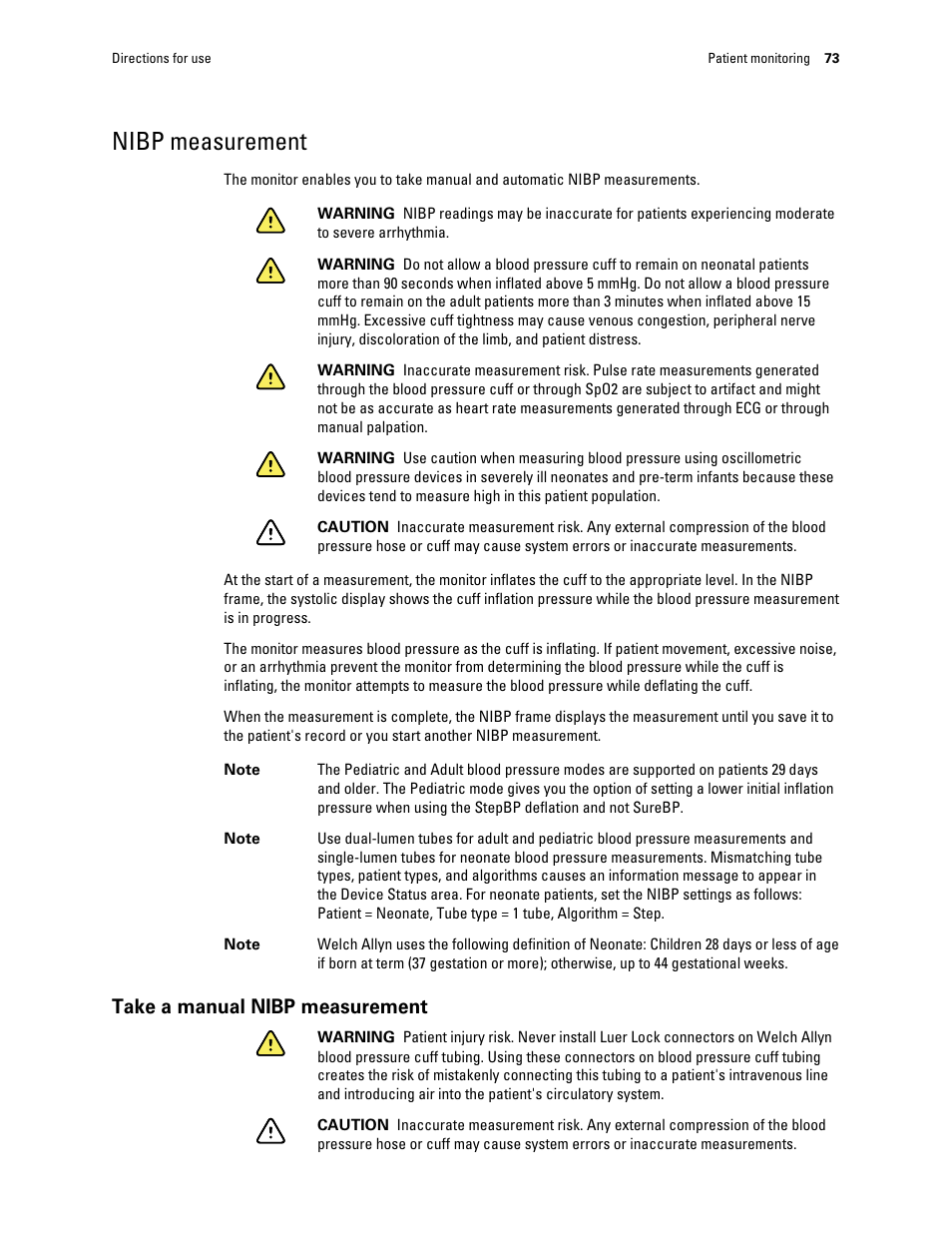 Nibp measurement, Take a manual nibp measurement | Welch Allyn Connex Integrated Wall System - User Manual User Manual | Page 79 / 161