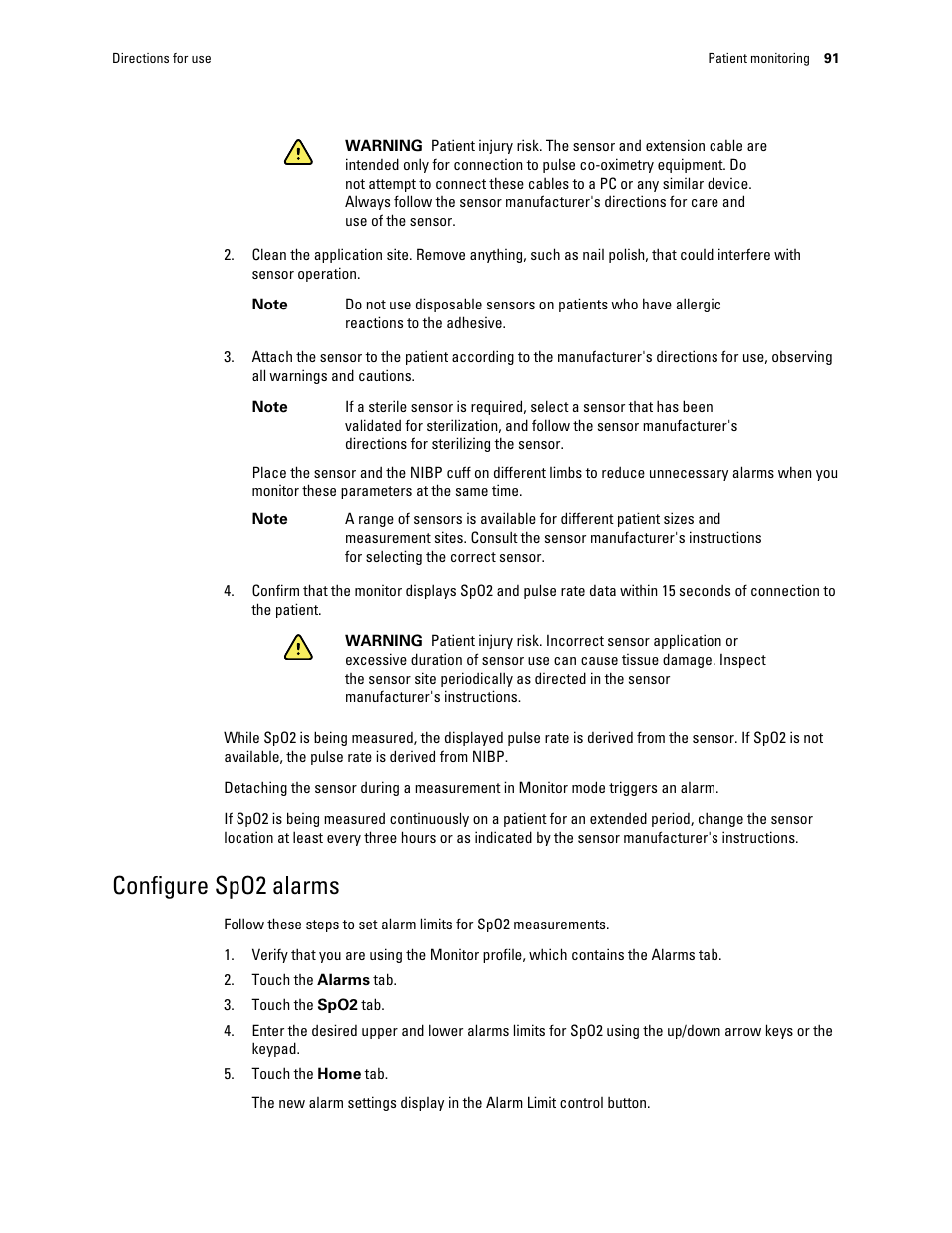 Configure spo2 alarms | Welch Allyn Connex Integrated Wall System - User Manual User Manual | Page 97 / 161