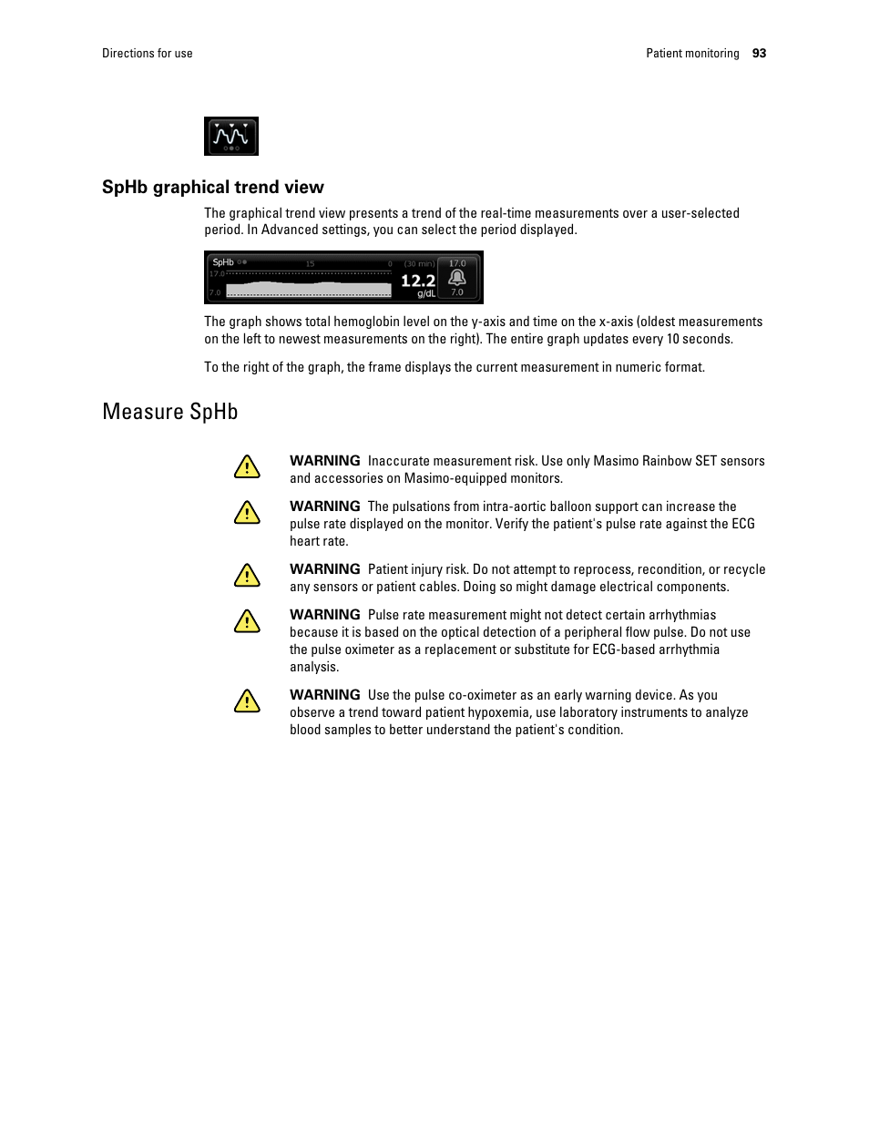 Sphb graphical trend view, Measure sphb | Welch Allyn Connex Integrated Wall System - User Manual User Manual | Page 99 / 161